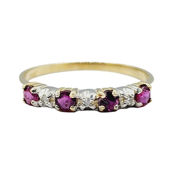 10KT Gold Ring Set with Genuine Ruby and Diamond - Picture 1 of 2